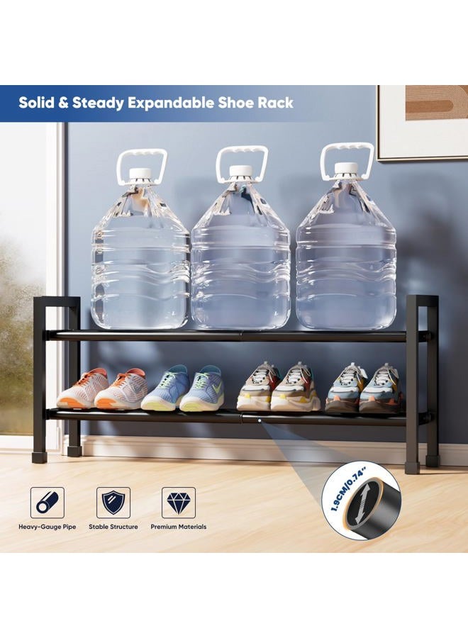Abiglifty 2-Tier Expandable Shoe Rack，17"-33" Adjustable Shoe Rack for Closet，Metal Shoes Shelves for Front Door Entrance, Garage & Corridor, Free Standing Shoe Holders, Easy to Assemble,Black - Image 5