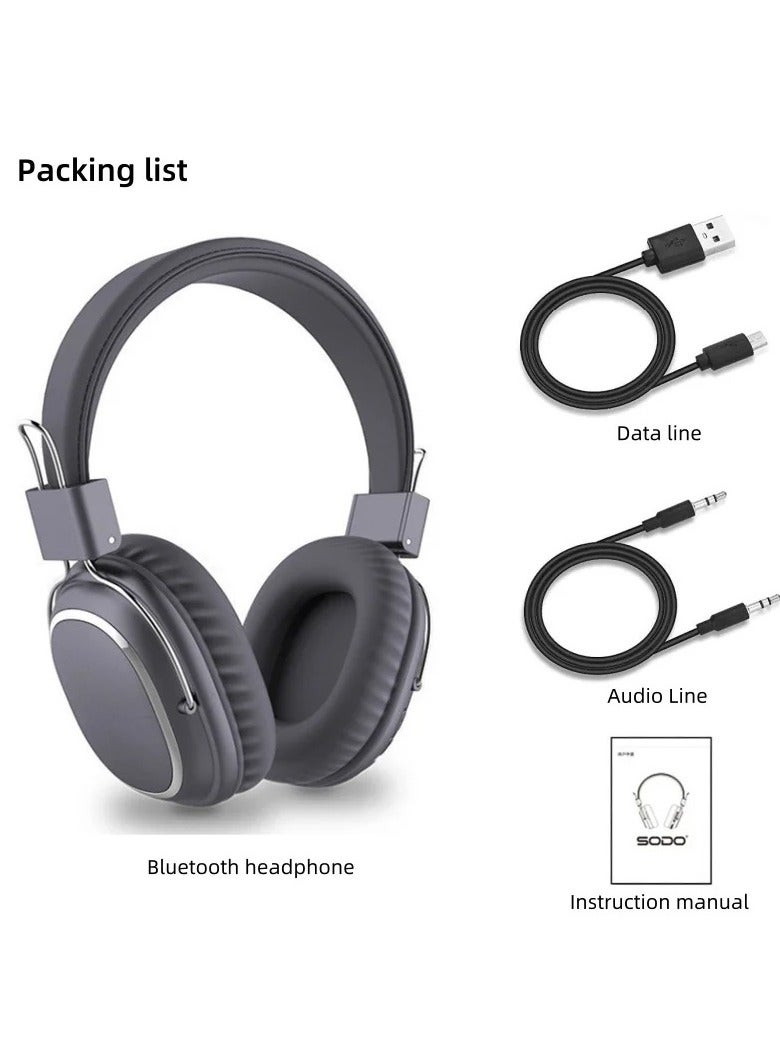 سودو سماعة رأس لاسلكية SODO 1004 قابلة للطي ومتوافقة مع تقنية البلوتوث 5.1، سماعة رأس سلكية لاسلكية مزودة بميكروفون وتدعم TF - Image 1