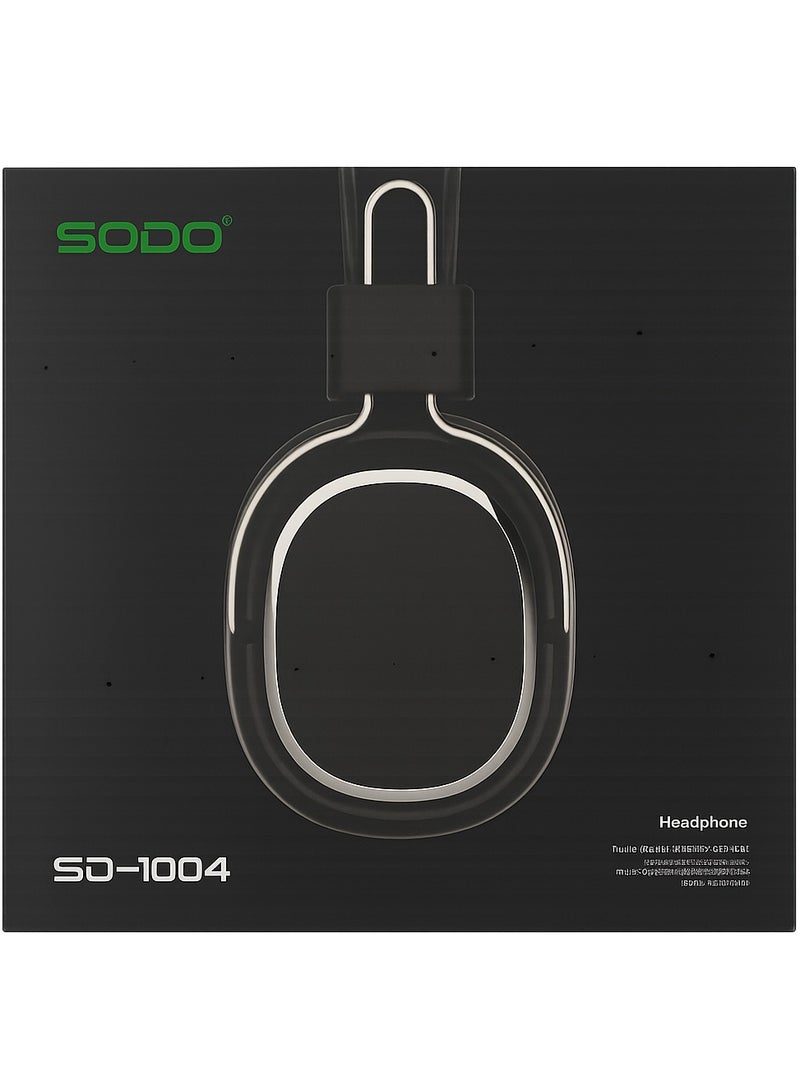 سودو سماعة رأس لاسلكية SODO 1004 قابلة للطي ومتوافقة مع تقنية البلوتوث 5.1، سماعة رأس سلكية لاسلكية مزودة بميكروفون وتدعم TF - Image 4