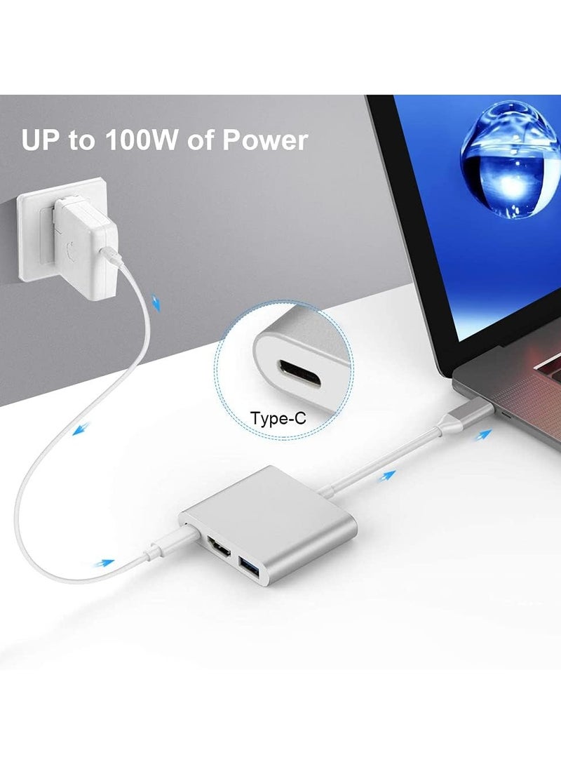 TIGER - USB C to HDMI Multiport Adapter | 3-in-1 Type-C Hub with Thunderbolt 3 to HDMI 4K Output/USB 3.0 Port/PD Quick Charging Port | Android Digital AV Adapter for MacBook Pro, MacBook Air, Projector, Monitor - Image 1