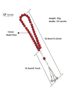 Generic Muslim Islamic Arabic Rosary Prayer Beads Tasbih Bracelet 33 Beads 12mm Silver Tassels Exquisite Handmade Birthday Gift Eid Ramadan Gift  - Image 4