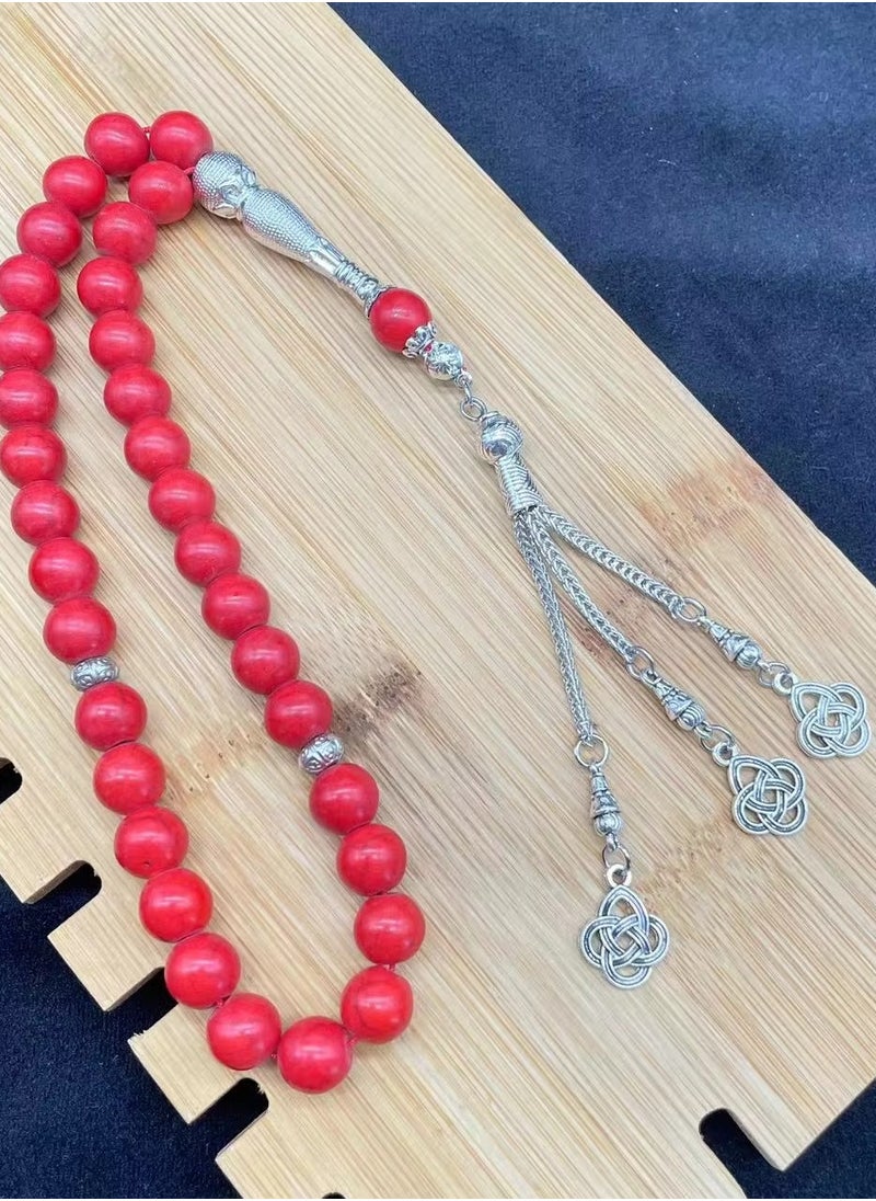 ماركة غير محددة مسبحة عربية إسلامية عربية مسبحة تسبيح سوار تسبيح 33 خرزة فضية 12 ملم شرابات فضية رائعة مصنوعة يدوياً هدية عيد ميلاد عيد الميلاد هدية رمضان  - Image 5