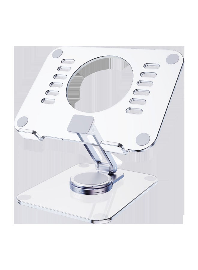 Mai Lang Tablet PC Stand Desktop Acrylic Panel Aluminum Alloy Rotating Lifting Portable Folding For Ipad-Color:T632 Acrylic Panel + Aluminum Alloy Rotating Flat Bracket (Silver)