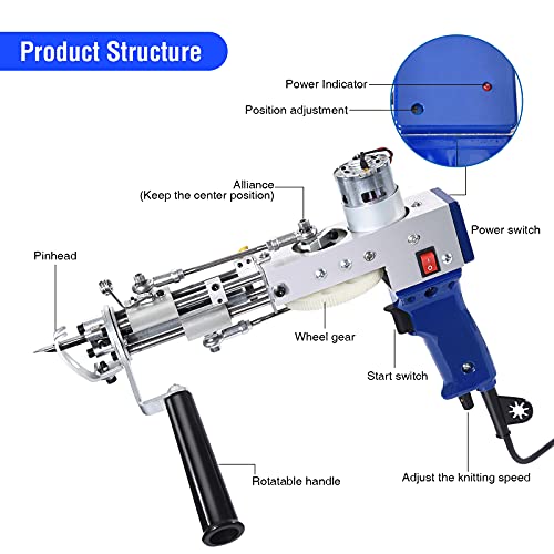 Vehipa Tufting Gun Cut Pile and Loop Pile 2 in 1 Electric Rug Gun Machine Starter Kit for Tufting Lover - Image 2