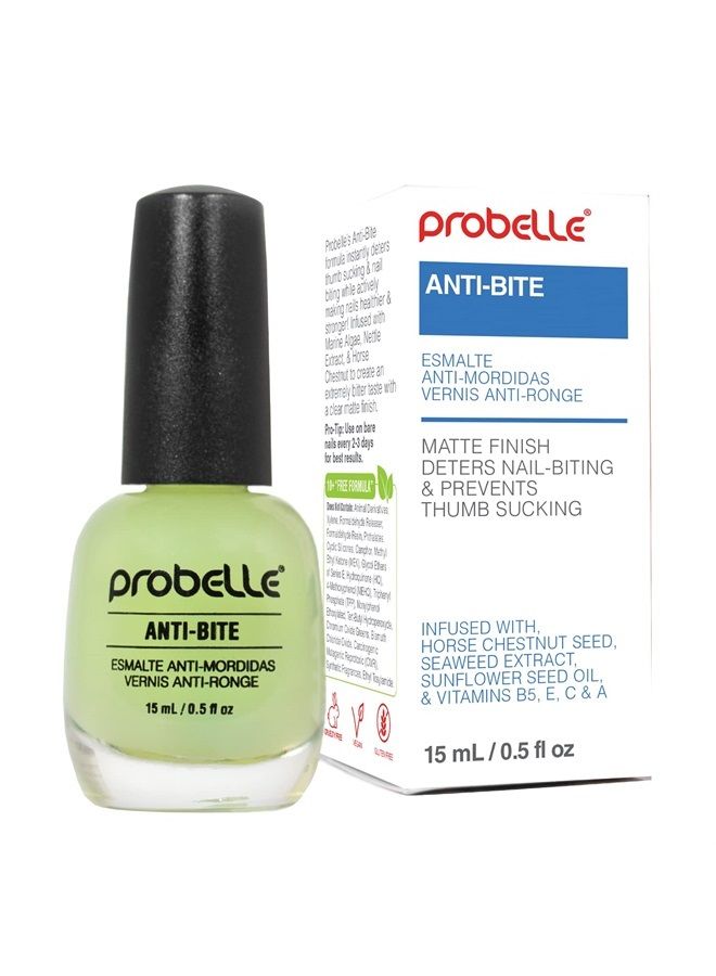 Probelle Anti-Bite, Nail Biting Treatment for Kids & Adults to Quit habit, No Bite Nail Polish Deterrent, Thumb Guard & Prevents Finger Sucking, Bitter Taste Nail Care, For Ages 3+, 0.5 fl oz (15 ml) - Image 1