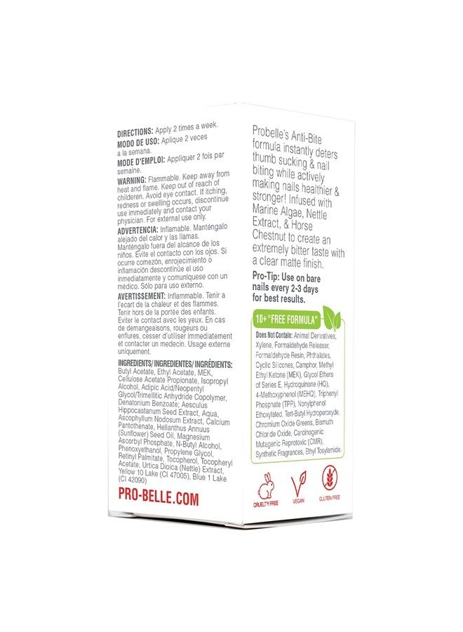 Probelle Anti-Bite, Nail Biting Treatment for Kids & Adults to Quit habit, No Bite Nail Polish Deterrent, Thumb Guard & Prevents Finger Sucking, Bitter Taste Nail Care, For Ages 3+, 0.5 fl oz (15 ml) - Image 2