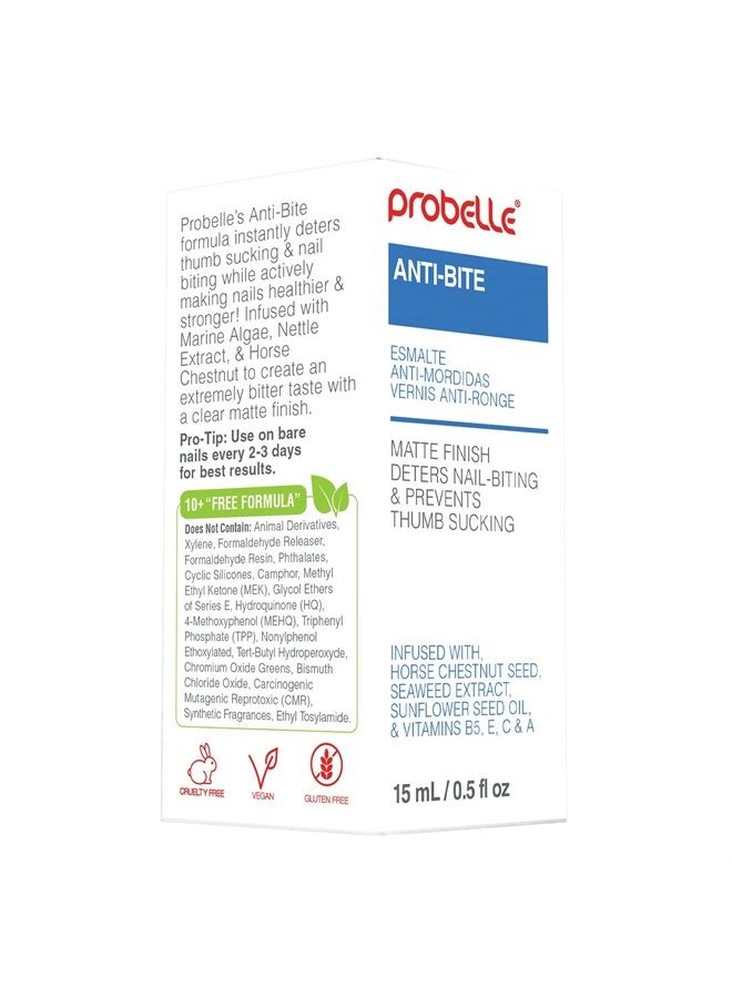 Probelle Anti-Bite, Nail Biting Treatment for Kids & Adults to Quit habit, No Bite Nail Polish Deterrent, Thumb Guard & Prevents Finger Sucking, Bitter Taste Nail Care, For Ages 3+, 0.5 fl oz (15 ml) - Image 4