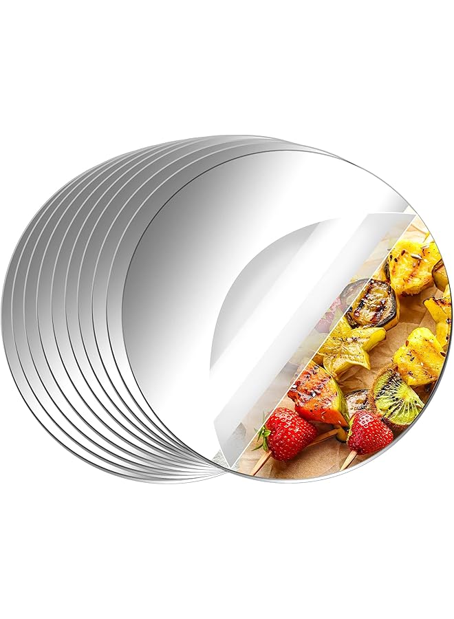 The Bros 10 Pack Acrylic Round Mirrors Non Glass Round Mirror Plate Self Adhesive Mirror Stickers for Home Wall Decor or Wedding Table Centerpiece, 6 Inches, (Thickness 2 mm) - Image 1