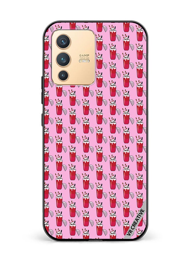 VR CREATIVE Protective Case Cover For Vivo V23 5G Ice Cream Glass Drink Design Multicolour - Image 1