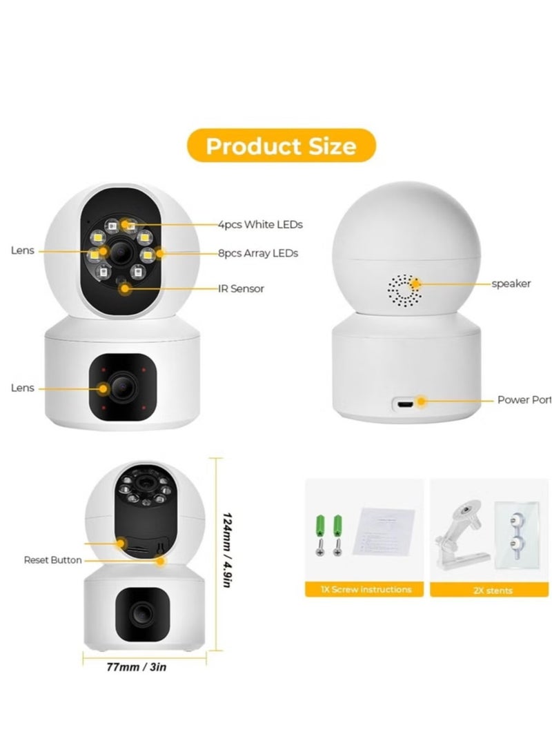 Generic - WiFi Security Camera, Storage Card Storage Dual Lens Indoor Surveillance Camera Motion Detection 100‑240V for Pet for Home - Image 1