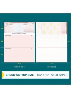 EnDoc High Security Check Paper 50 Count Blank Checks For Business With Artificial Watermarks Compatible With Quickbooks Check Stock Paper Printable With Laser & Inkjet Red/Blue Mazed Check On Top  - Image 3