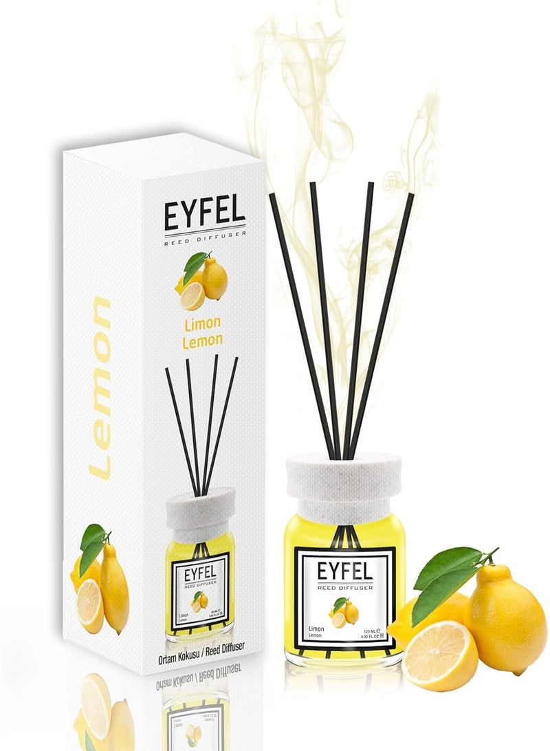 EYFEL Eyfel Eau de Parfum Reed Diffusers – Lemon Reed Diffuser Set, 4.05 fl oz Oil Diffuser Sticks, Bathroom & Home Fragrances, Scented Sticks