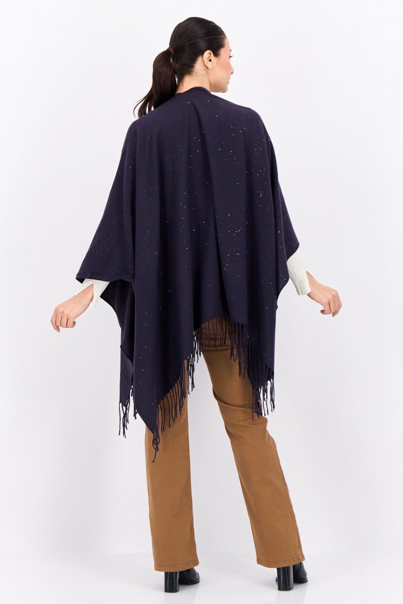 ADRIENNE VITTADINI Women Glitter So Soft Ruana Wrap 135 x 78 cm, Navy - Image 4