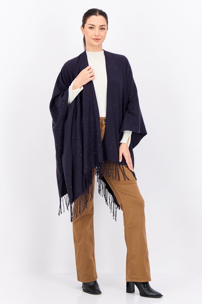 ADRIENNE VITTADINI Women Glitter So Soft Ruana Wrap 135 x 78 cm, Navy - Image 2