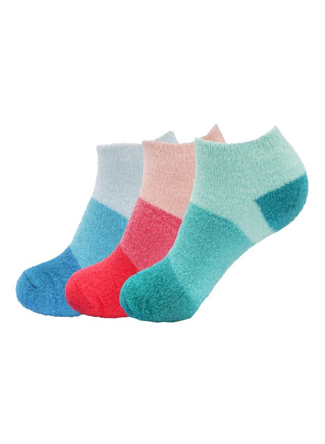 BambooMN Women's X-Large Fuzzy Soft Aloe Infused Nylon Spa Socks, Assortment A, 3 Pairs - Image 1