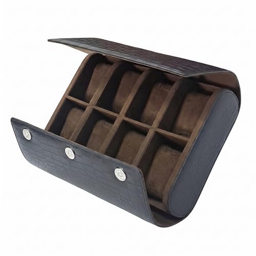 essart 8-Slot Travel Watch Organizer – Elegant PU Leather Watch Roll for Collectors, Scratch-Proof & Portable Storage Watch roll case for men & women - Image 1