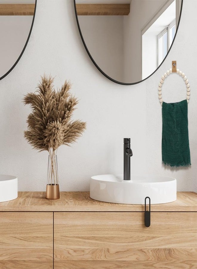 MAYJOYDIY 2Pcs Boho Towel Rack Rustic 6.8inch Handmade Wooden Bead Towel Ring Wall Mounted Boho Farmhouse Holder for Bathroom Kitchen Wall Decor Stand Accessories - Image 5