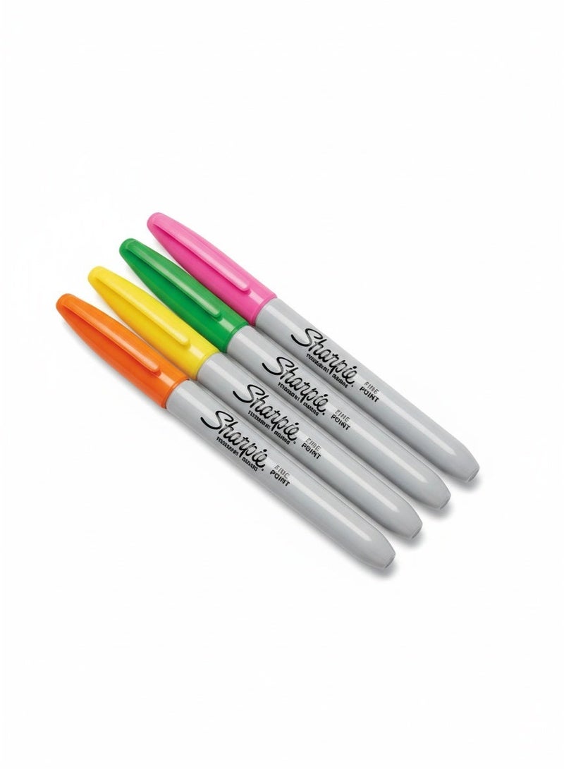 Sharpie 4-Piece Neon Permanent Marker Set – Bright Multicolour Markers for Writing & Creativity - Image 2