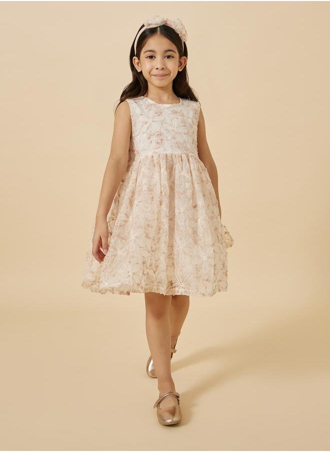Styli - Sleeveless Round Neck Lace Dress - Image 1