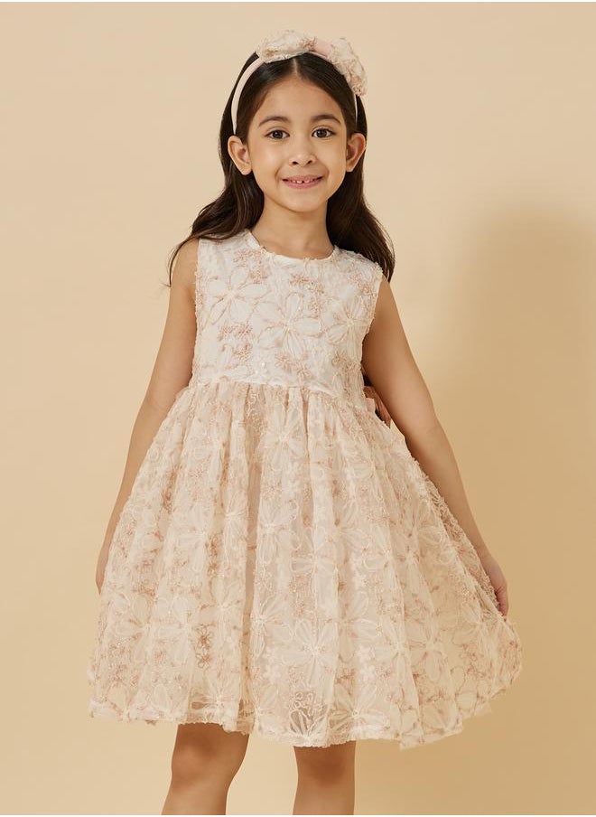 Styli - Sleeveless Round Neck Lace Dress - Image 1