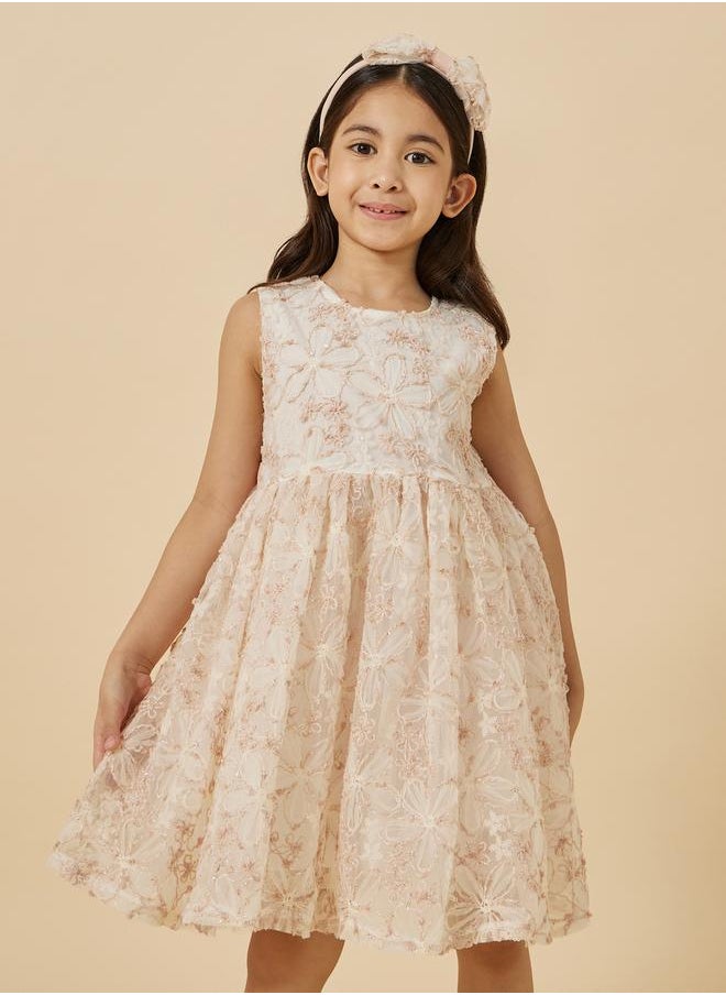 Styli - Sleeveless Round Neck Lace Dress - Image 1