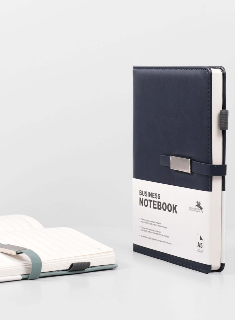 Raseel Navy Leather Notebook with Secure Closure - Image 2