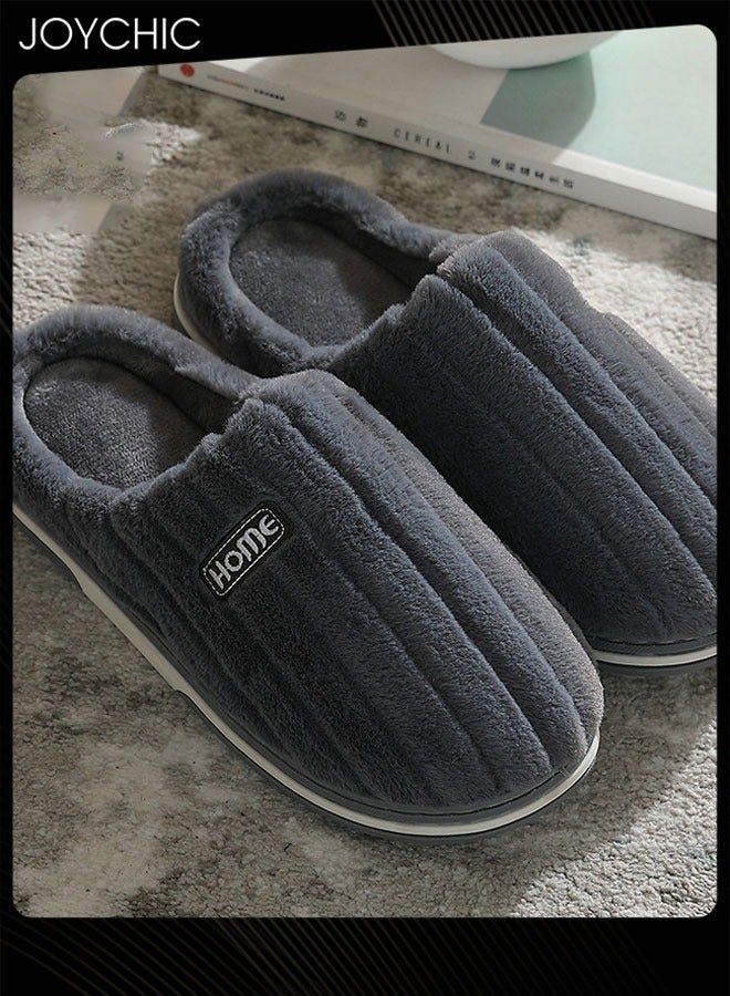 Joychic Classic Autumn and Winter Bedroom Non-slip Slipper Indoor Warm Home Shoes for Men Deep Grey - Image 1