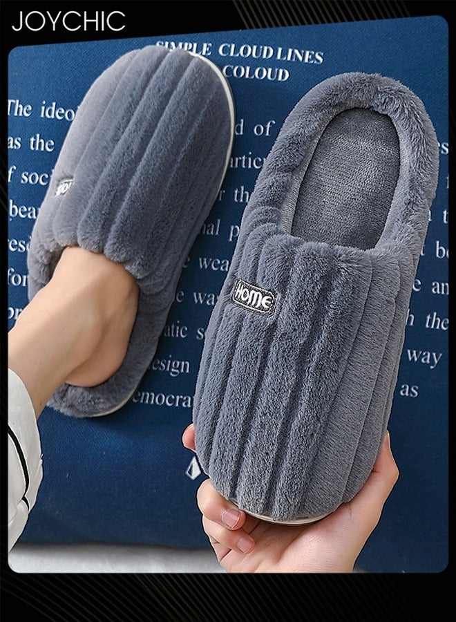 Joychic Classic Autumn and Winter Bedroom Non-slip Slipper Indoor Warm Home Shoes for Men Deep Grey - Image 3