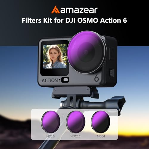 AMAZEAR ND Filters Kit for DJI OSMO Action 6 Accessories 3 Pack Action6 ND16 ND64 ND256 Optical Glass Pro Lens Filters with Multi Coating for Cinematic Motion Blur and Light Reduction - Image 3