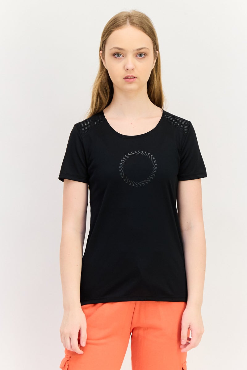 Nike Women Dri Fit Short Sleeve Running T-Shirt, Black - Image 1