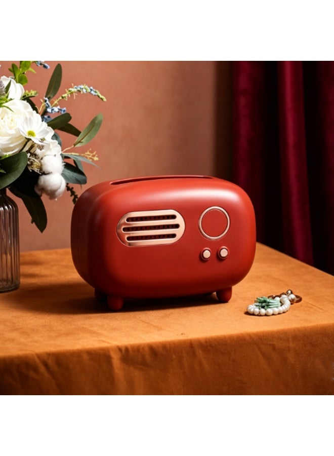 Desktop Decorative Tissue Box, Vintage Radio Model Paper Dispenser Organizer - Image 1