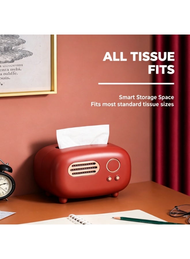 Desktop Decorative Tissue Box, Vintage Radio Model Paper Dispenser Organizer - Image 5