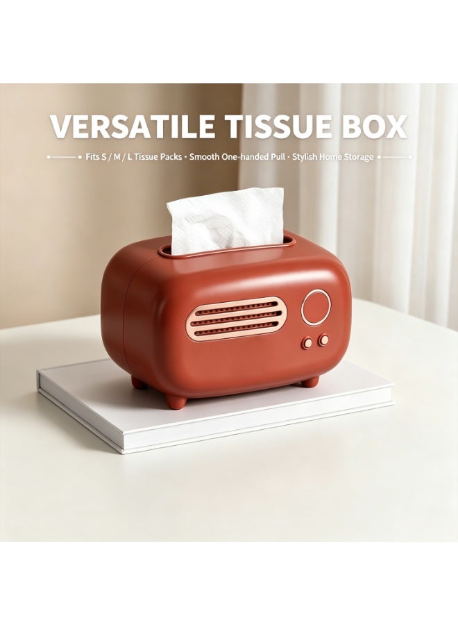 Desktop Decorative Tissue Box, Vintage Radio Model Paper Dispenser Organizer - Image 3