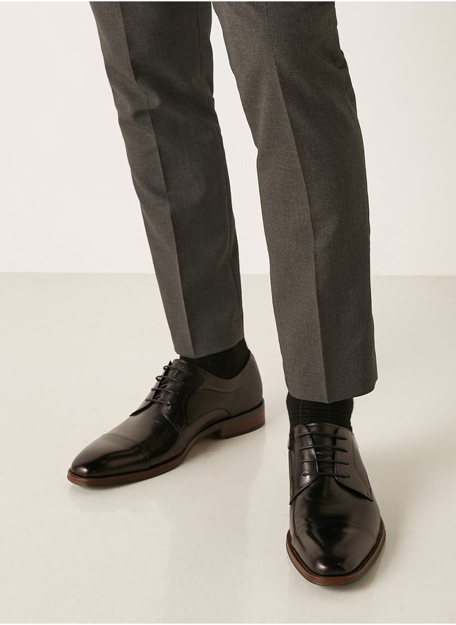 DUCHINI Men Leather Lace Up Derby Shoes  - Image 2