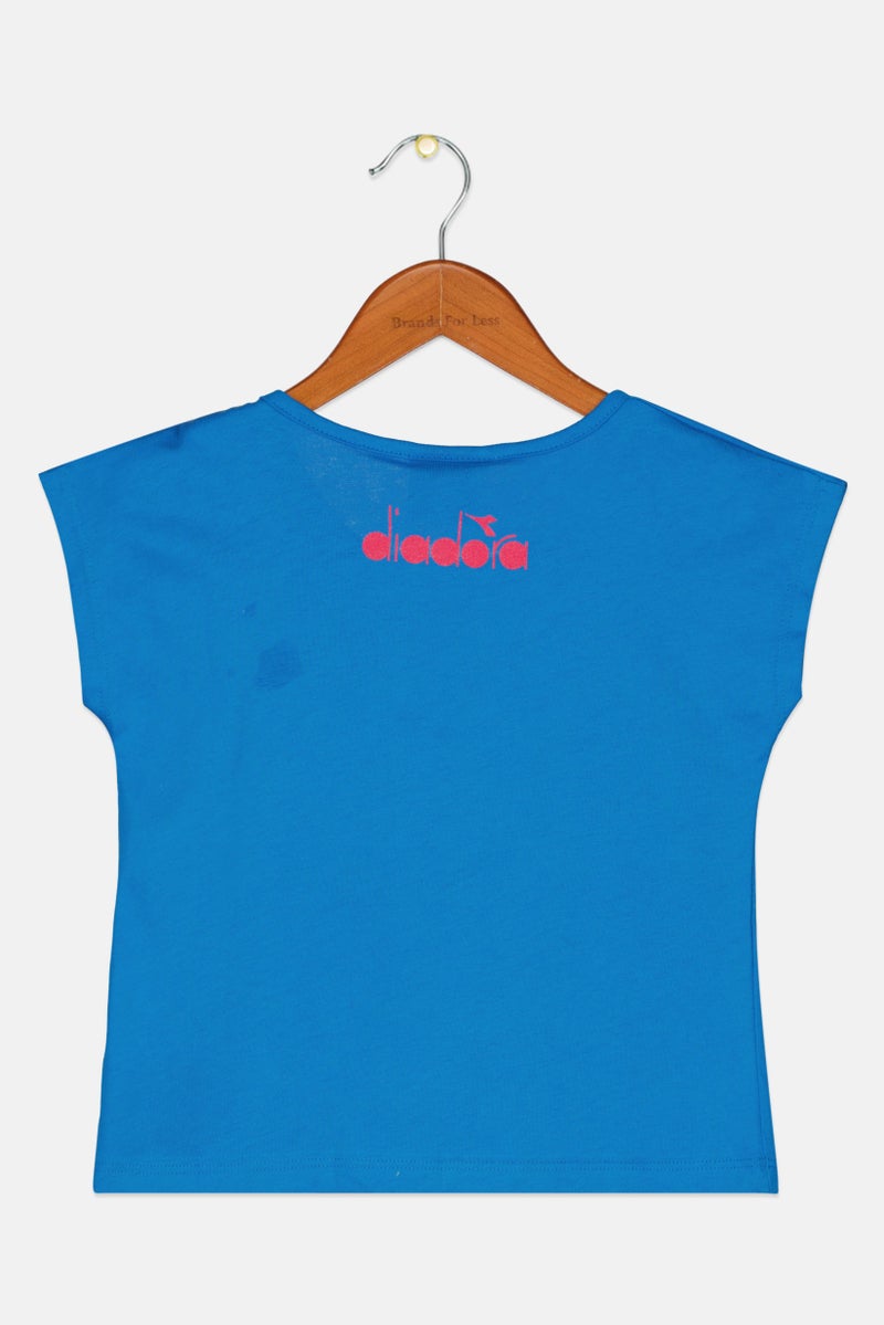 DIADORA Toddlers Girl Cap Sleeve Graphic Print Tops, Blue Combo - Image 2