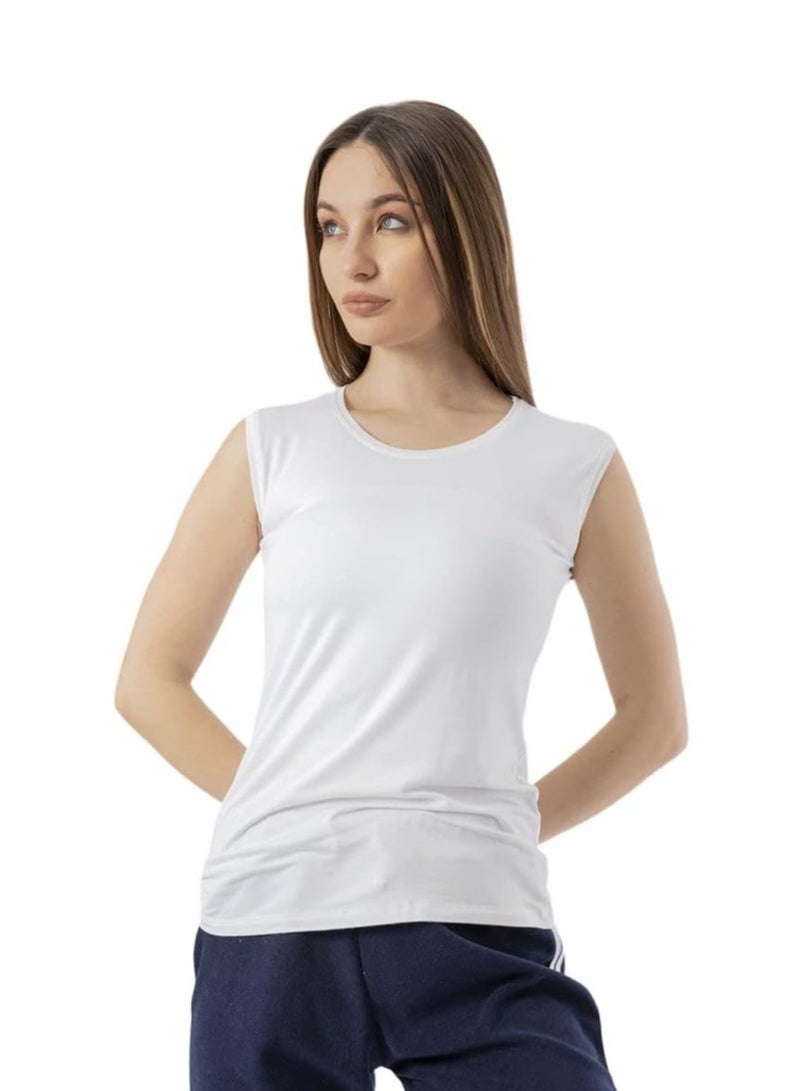 Mesery Cottovega Plain Neck Sleeveless Undershirt - White  - Image 1