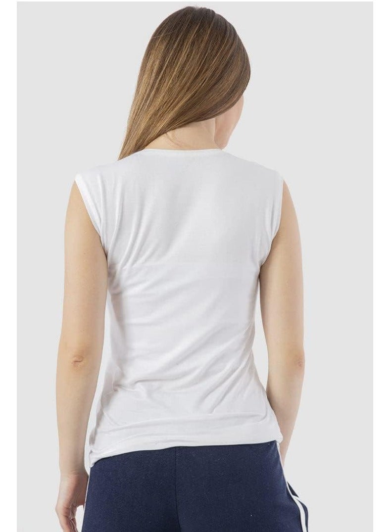 Mesery Cottovega Plain Neck Sleeveless Undershirt - White  - Image 3