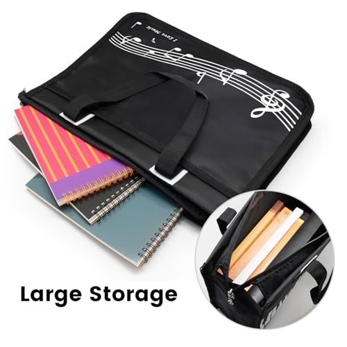 BestSounds Piano Bag, Zipper Waterproof Music Book Tote Bag Piano Accessories for Students Kids, Women, Gifts for Musicians (Black Music) - Image 3