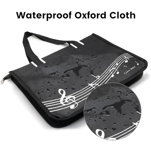 BestSounds Piano Bag, Zipper Waterproof Music Book Tote Bag Piano Accessories for Students Kids, Women, Gifts for Musicians (Black Music) - Image 5
