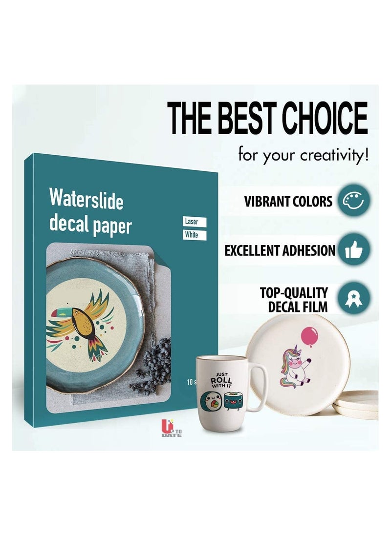 Laser Printer 5 Sheets White A4 Size Sticker Decals for Mugs and Glassware, DIY for a Stylish Distinctive Look For artists and handicraft lovers