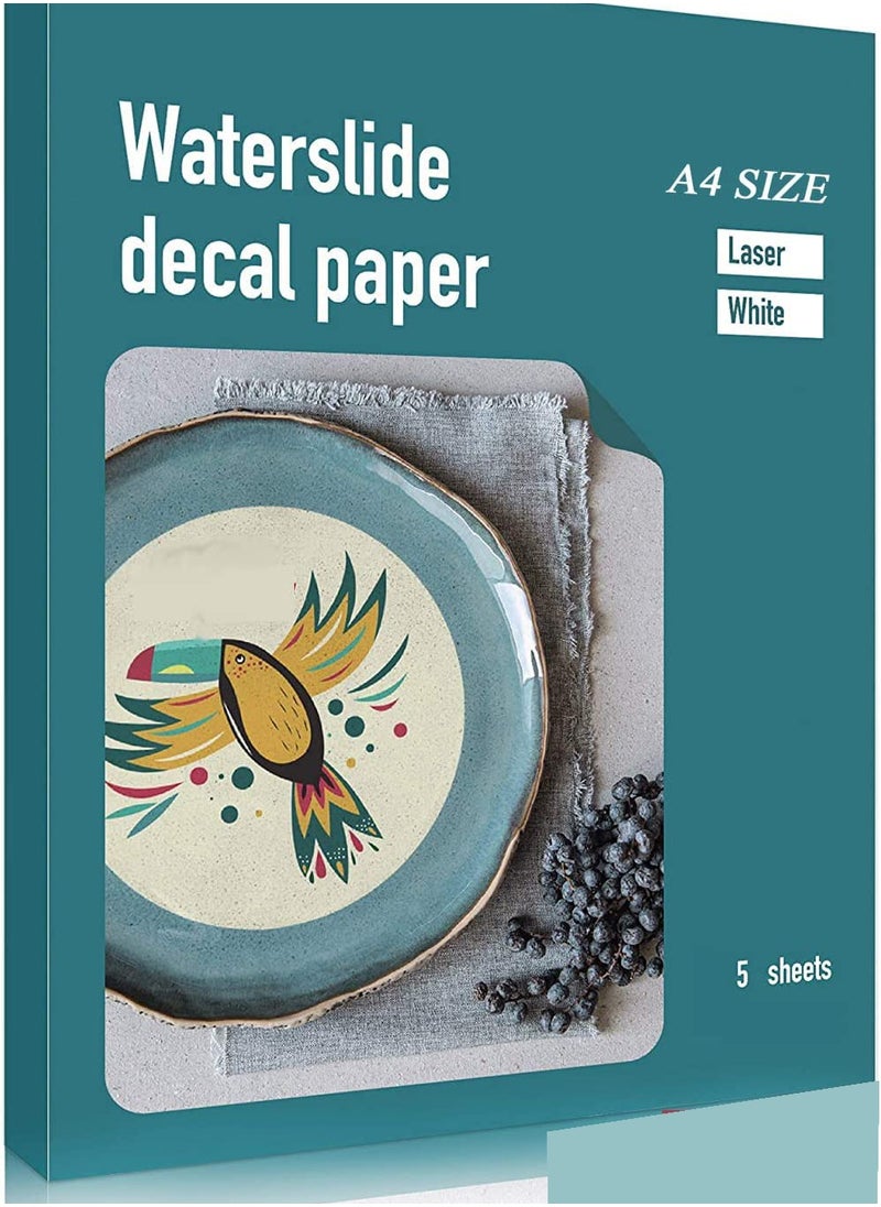 Laser Printer 5 Sheets White A4 Size Sticker Decals for Mugs and Glassware, DIY for a Stylish Distinctive Look For artists and handicraft lovers