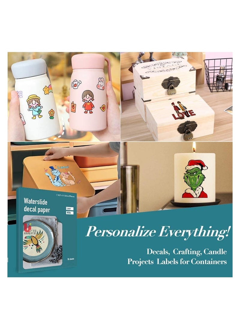 Laser Printer 5 Sheets White A4 Size Sticker Decals for Mugs and Glassware, DIY for a Stylish Distinctive Look For artists and handicraft lovers