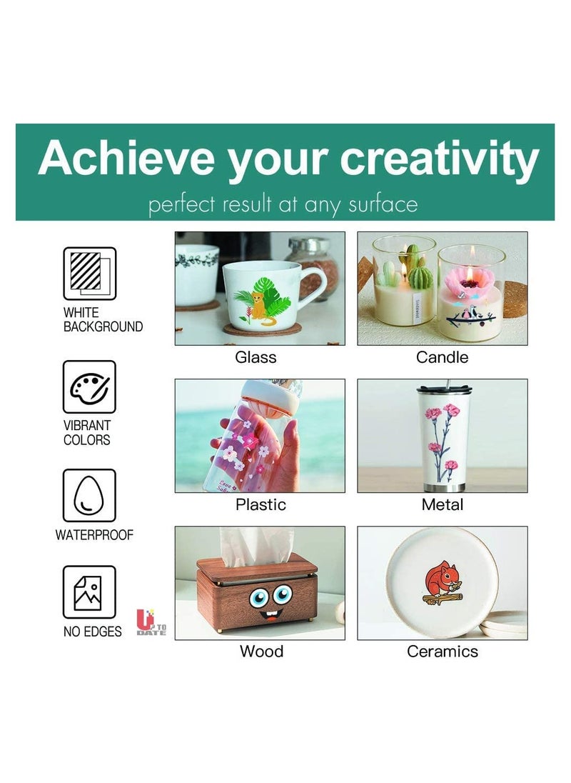Laser Printer 5 Sheets White A4 Size Sticker Decals for Mugs and Glassware, DIY for a Stylish Distinctive Look For artists and handicraft lovers