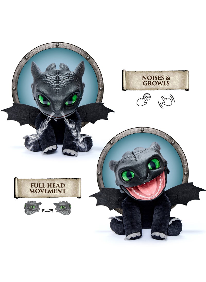 How to Train Your Dragon دمج ووركس كيفية تدريب تنينك الحقيقي توثلس دمى تفاعلية | لعبة محشوة تفاعلية | لعبة ناعمة | 50+ مجموعة من الأصوات والحركات! | حركة رأس كاملة وجفون متحركة | أصوات وزمجرات واقعية | هدية للأطفال والبالغين - Image 2