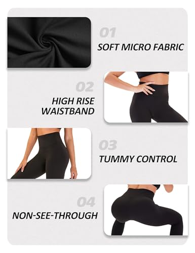 ZOOSIXX High Waisted Leggings for Women - Tummy Control Soft Opaque Black Large-X large - Image 3