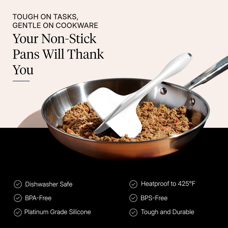 GIR: Get It Right Silicone Quad Meat Chopper - 12 in White - Heat-Resistant & Non-Stick - Potato Masher & Ground Beef Chopper Tool - Burger Smasher - Image 4