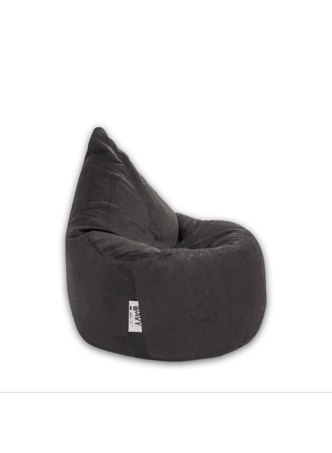 WAVY Black Torpedo Bean Bag - Velvet - Image 2