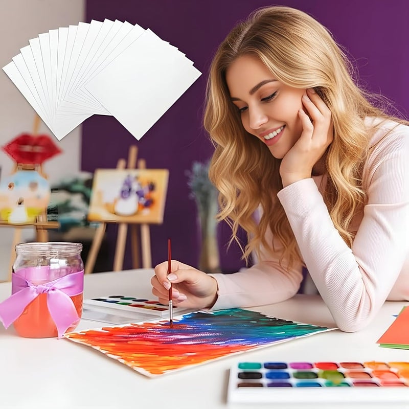 TecUnite 60 Sheets Watercolor Paper Pad Bulk Art White Cold Press Painting Paper for Watercolorist Drawing Artist(6 x 12 Inch,Cold Press) - Image 5