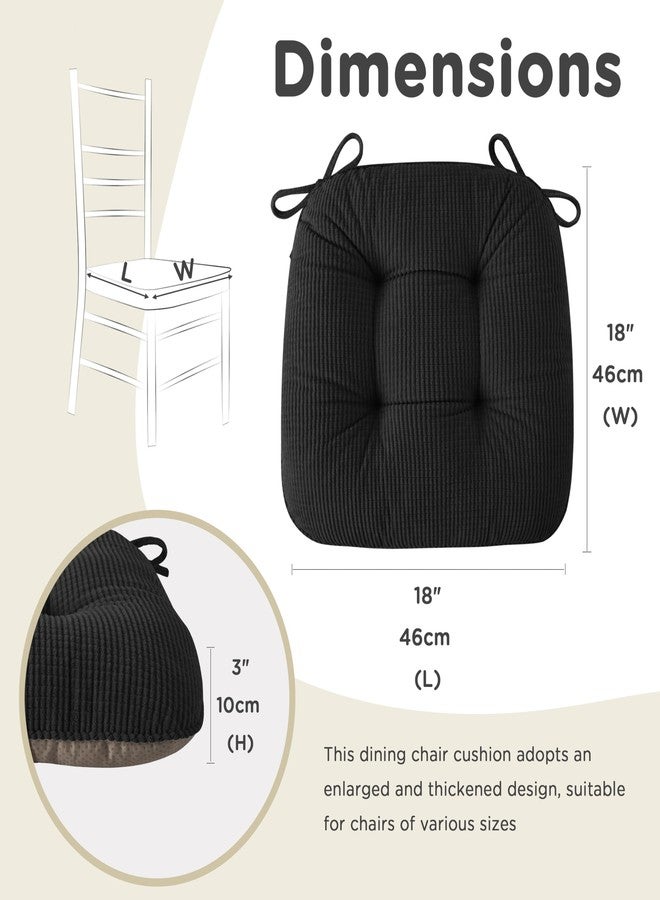 AddGrace Chair Cushions for Dining Chairs Soft Kitchen Seat Cushions 18" x 18" x 3" Non-Slip Seat Pads Black Set of 4 - Image 2