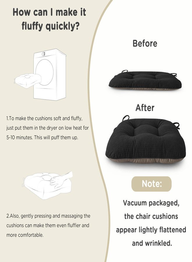 AddGrace Chair Cushions for Dining Chairs Soft Kitchen Seat Cushions 18" x 18" x 3" Non-Slip Seat Pads Black Set of 4 - Image 5